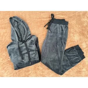 Alfani Intimates Plush Hoody Jogger Set Leisure Suit Women’s Size Medium Blue‎